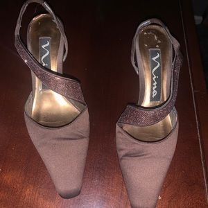 Brown slip on heels size 6